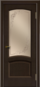 Двери ЛайнДор Анталия 2 венге тон 12 стекло 3Д Роза бронза