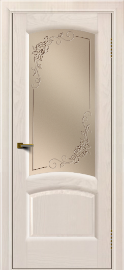 Двери ЛайнДор Анталия 2 жемчуг тон 27 стекло 3Д Роза бронза