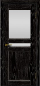 Дверь ЛайнДор Кристина 2 черная эмаль тон 26 верхнее белое стекло