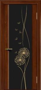 Двери ЛайнДор Камелия красное дерево тон 10 стекло Одуванчик