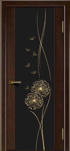 Двери ЛайнДор Камелия красное дерево тон 18 стекло Одуванчик
