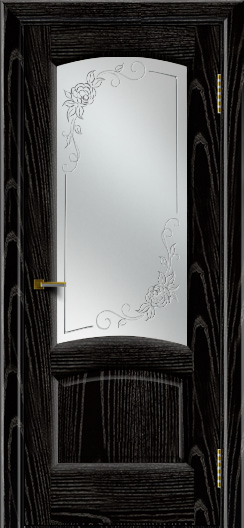 Двери ЛайнДор Анталия 2 эмаль черная тон 26 стекло 3Д Роза