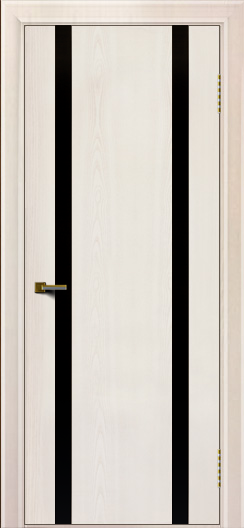 Двери ЛайнДор Камелия К2 ясень жемчуг тон 27 стекло Черное