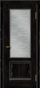 Двери ЛайнДор Эстела эмаль черная тон 26 стекло Волна